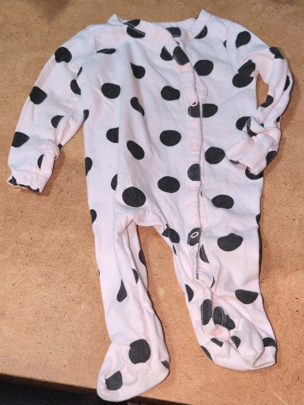 ❤️‍🔥10/$10❤️‍🔥 Baby Girls Mighty Goods Polka Dot Button Footie Sleeper Size 3M